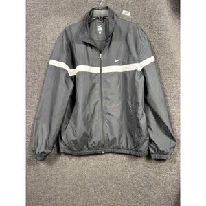 Nike Jacket Mens Large Gray Windbreaker Full Zip Reflective Stripe 404561-010